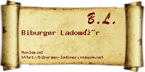 Biburger Ladomér névjegykártya